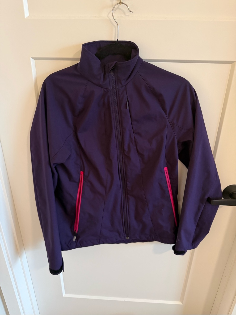 Icebreaker Merino Wool M Purple Softshell Jacket Pink Trim Wool Lined Outdoor